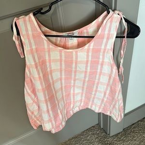 Plaid pink tank top madewell - ties at the top!
